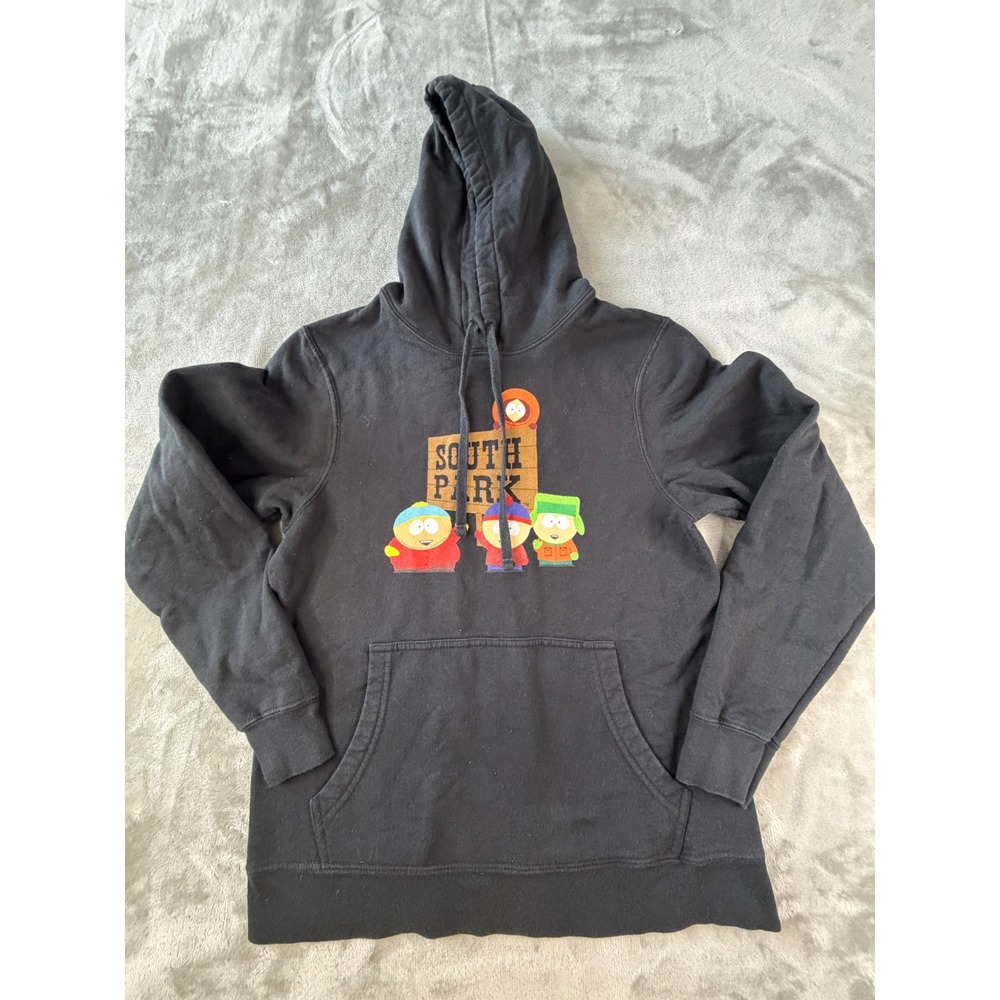 South Park Hoodie Mens Small Black Comedy Central Graphic Pullover Sweatshirt